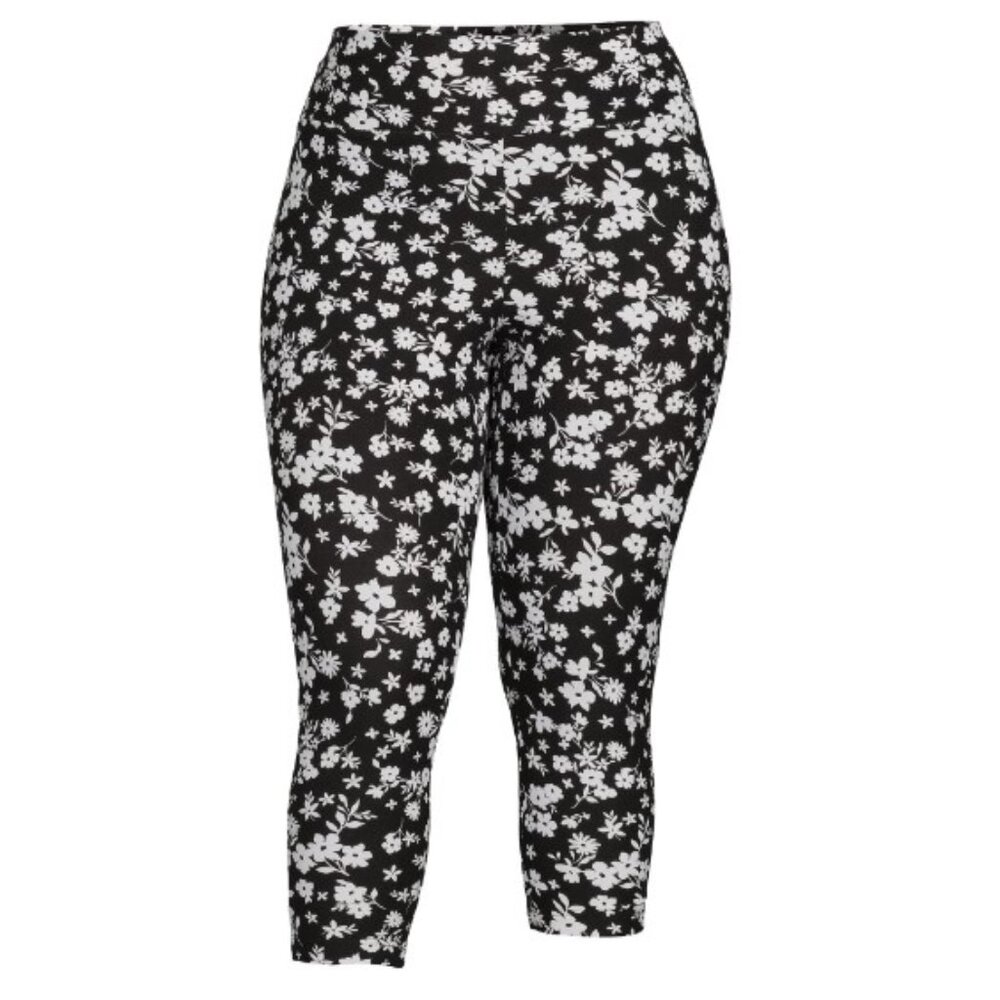 Terra & Sky Women's Printed Leggings, Black Ditsy Floral